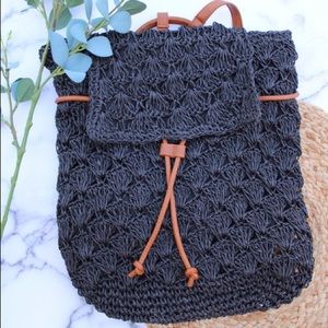 Woven Straw Backpack